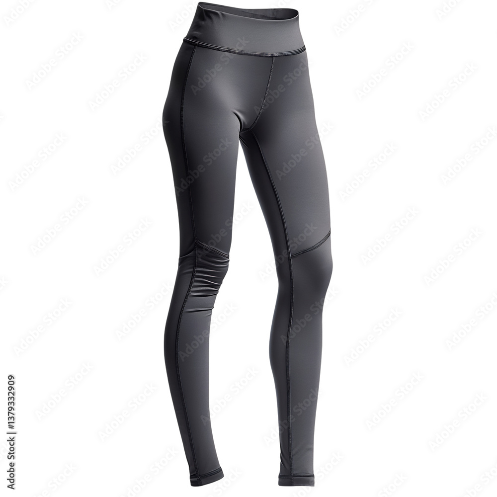 A Pair of Thermal Lined Leggings in Charcoal Gray Isolated on Transparent Background A Pair of Thermal Lined Leggings in Charcoal Gray Isolated on Transparent Background