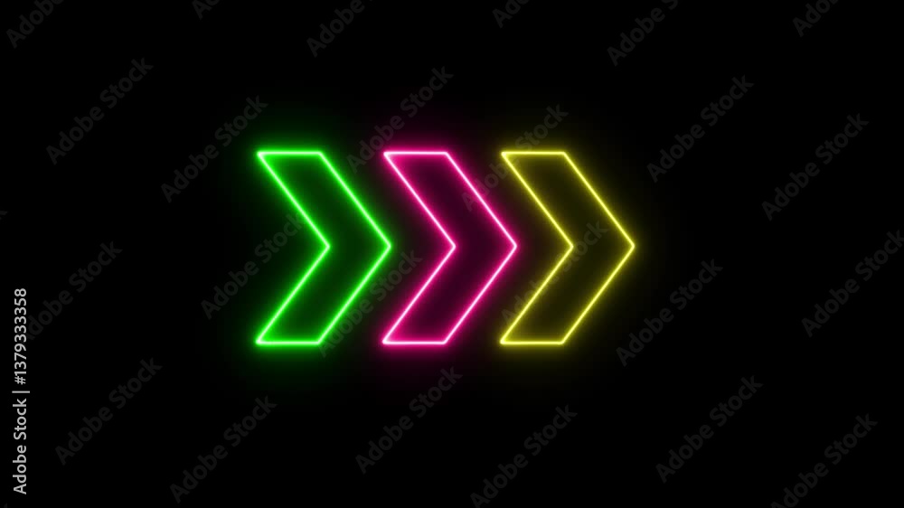 Abstract directional Neon light Arrow loop animation.