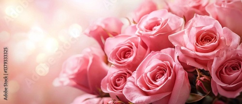 Elegant arrangement of pink roses with a soft focus backdrop.