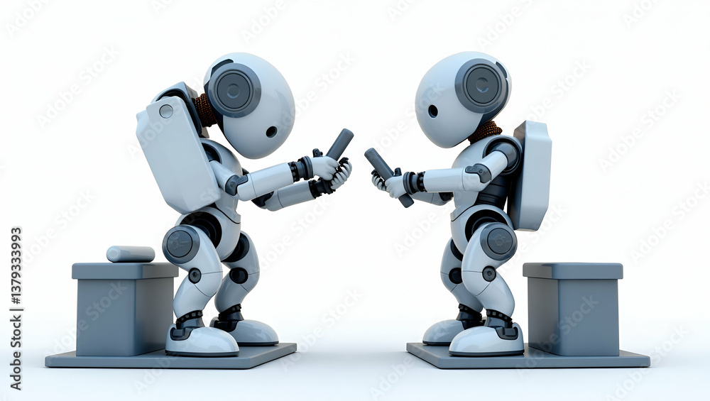 3D Depicting advanced industrial robots in modern manufacturing environments featuring precision engineering automated systems and innovative digital integration to enhance production capabilities and 3D Depicting advanced industrial robots in modern manufacturing environments featuring precision engineering automated systems and innovative digital integration to enhance production capabilities and