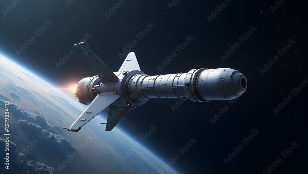 Obraz premium Sleek Nuclear Propulsion Wallpaper Design: Innovative Reactor, Advanced Fuel Optimization & Transformative Efficiency in Space Launch Systems - Digital Astronautics Concept