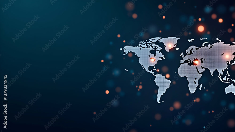 Fototapeta premium Explore a minimalist wallpaper design featuring cross-border digital currency, emphasizing blockchain security and global financial connectivity.