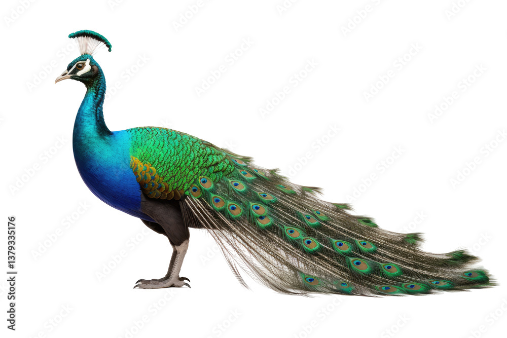Fototapeta premium Vibrant Peacock PNG on transparent background