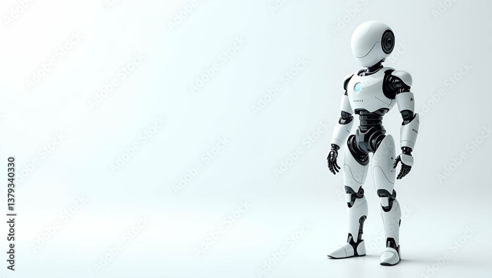 Fototapeta premium Explore our flat wallpaper design showcasing neural network robotics in a minimalist style, perfect for professional photo stock.