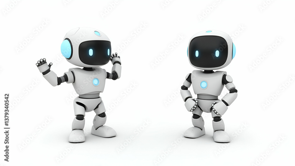 3D Autonomous Robotic Assistants: Enhance Workflow Efficiency with Intelligent Automation and Sensor Technology for Superior Quality Stock Images on a Cute Isolated White Background 3D Autonomous Robotic Assistants: Enhance Workflow Efficiency with Intelligent Automation and Sensor Technology for Superior Quality Stock Images on a Cute Isolated White Background