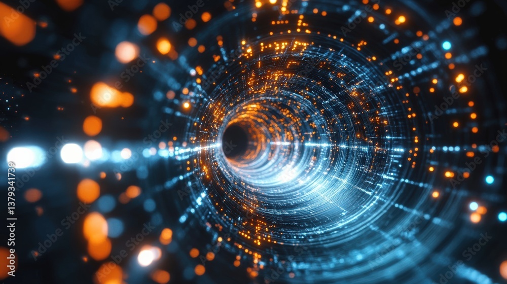 Obraz premium Abstract Digital Tunnel of Light and Data