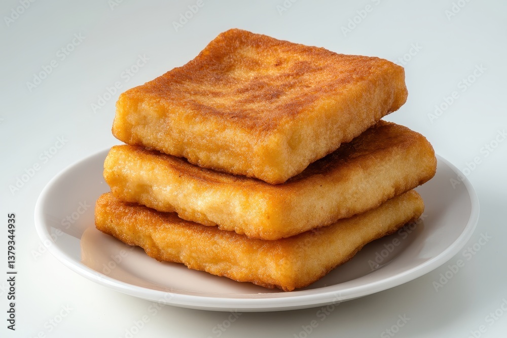 Crispy Golden Fried Squares on Plate with Smooth Surface Perfect for Food Photography and Culinary Arts Crispy Golden Fried Squares on Plate with Smooth Surface Perfect for Food Photography and Culinary Arts