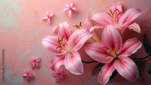Flores en Armonía: Belleza y Color en un Fondo Pastel