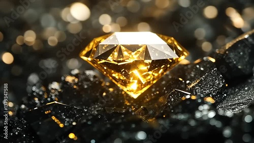 Stunning Gold Diamond Sparkling Against Dark Background