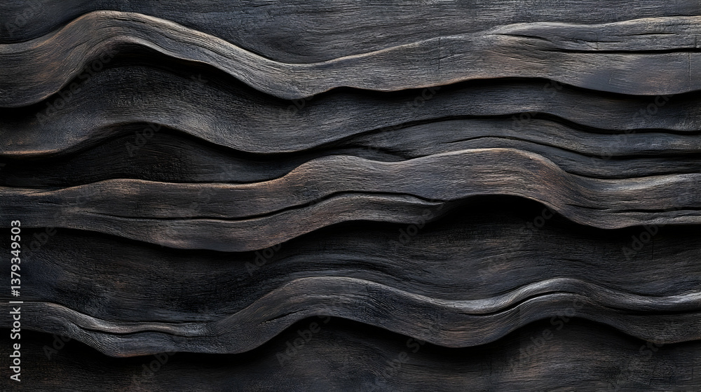 Abstract wavy texture in dark tones, showcasing a smooth, layered design.