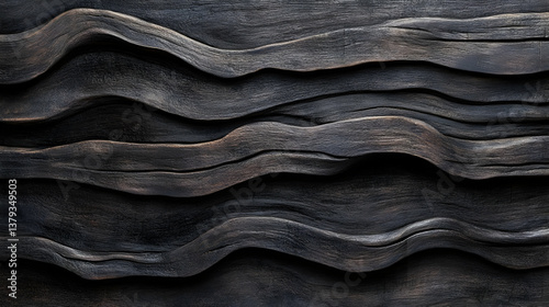 Obraz na płótnie Abstract wavy texture in dark tones, showcasing a smooth, layered design. w salonie