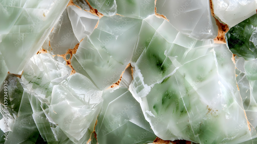 Close-up view of green and translucent mineral fragments.
