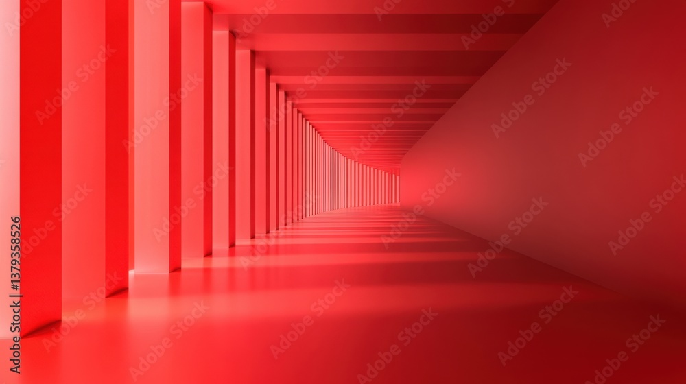 Obraz premium Abstract Red Architectural Tunnel