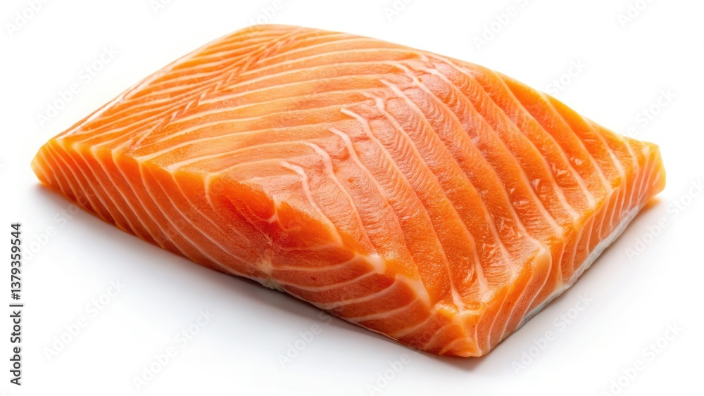 Aerial View Isolated Salmon Fillet, Fresh Fish, White Background, Seafood Photography, High-Resolution Image Aerial View Isolated Salmon Fillet, Fresh Fish, White Background, Seafood Photography, High-Resolution Image