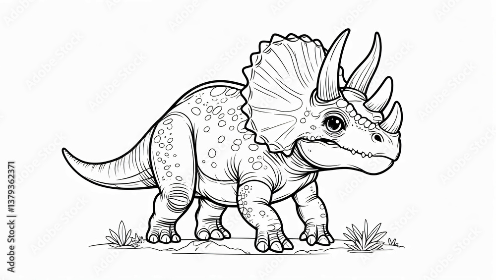 Fototapeta premium Triceratops Dinosaur Sketch