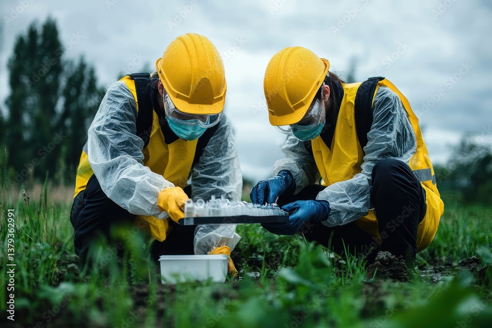 Environmental Engineers Conduct Water Quality Analysis and Sampling in Farmland to Investigate Pollution and Contamination Risks Environmental Engineers Conduct Water Quality Analysis and Sampling in Farmland to Investigate Pollution and Contamination Risks