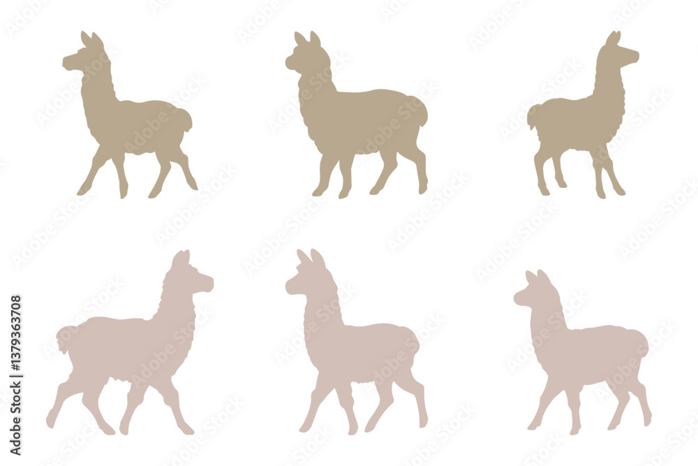 Obraz premium Llama Silhouette Icon Set Design