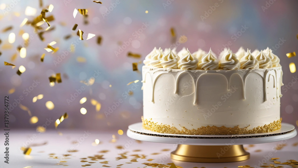 Celebration Cake with Golden Confetti