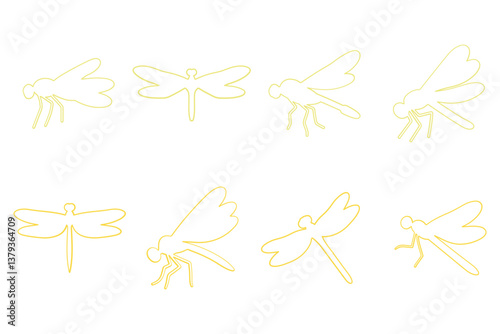 Mayfly Outline Icon Set Design
