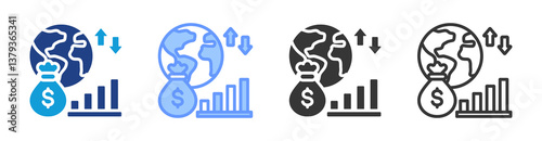 Economic Factor icon set multiple style collection