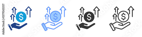 Profitability icon set multiple style collection