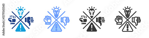 Swot icon set multiple style collection