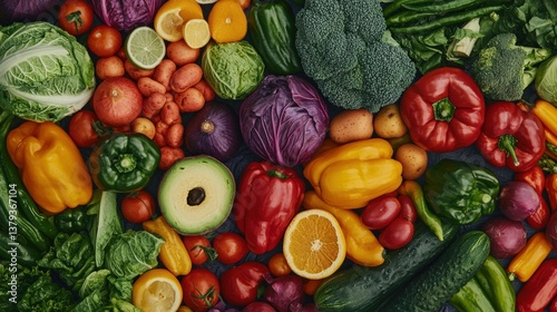 Wallpaper Mural Plant-based diet chaos a colorful display of fresh produce kitchen food photography vibrant environment Torontodigital.ca