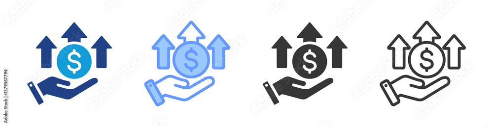 Profit Gain icon set multiple style collection Profit Gain icon set multiple style collection