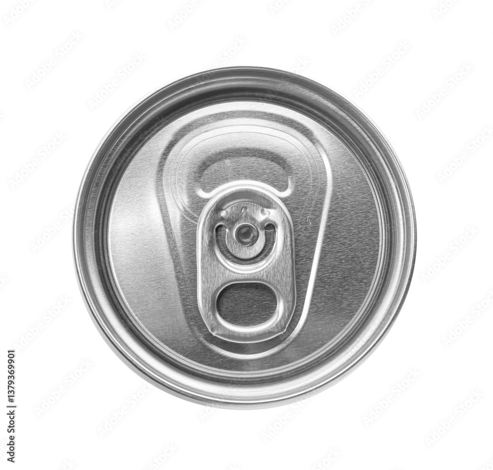 One tin can isolated on white, top view One tin can isolated on white, top view