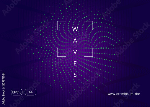 Sound Magazine. Party Banner. Edm Festival Template. Electronic Radio Invitation. Trance Vector. Violet Night Club Design. Blue Fest Background. Green Sound Magazine