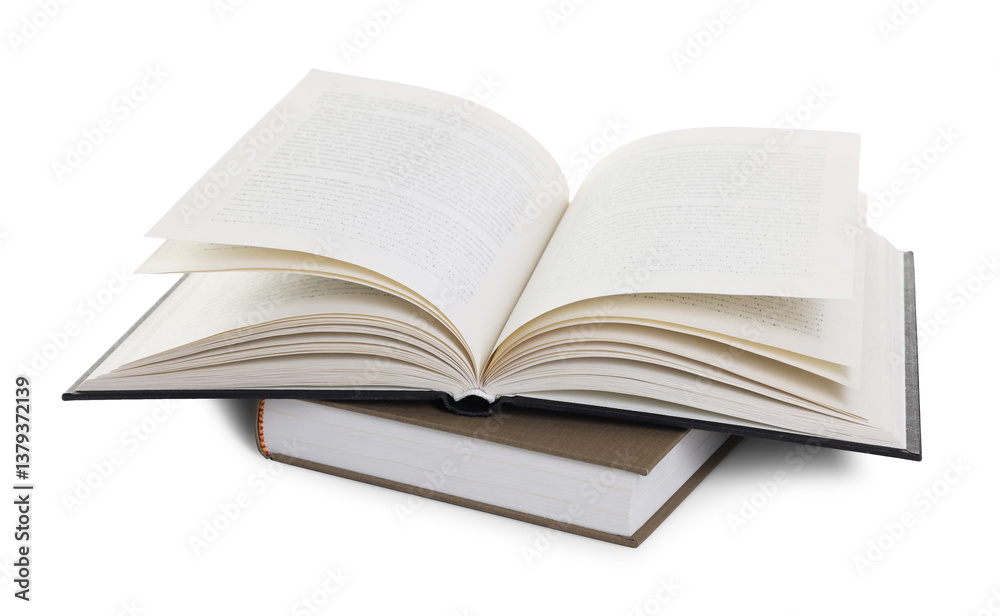 Closed and open hardcover books isolated on white Closed and open hardcover books isolated on white