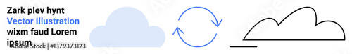 Single cloud design, cyclic arrow pattern, and outlined cloud elements. Ideal for sustainability, weather, data storage, environment, animation, process visualization simple landing page