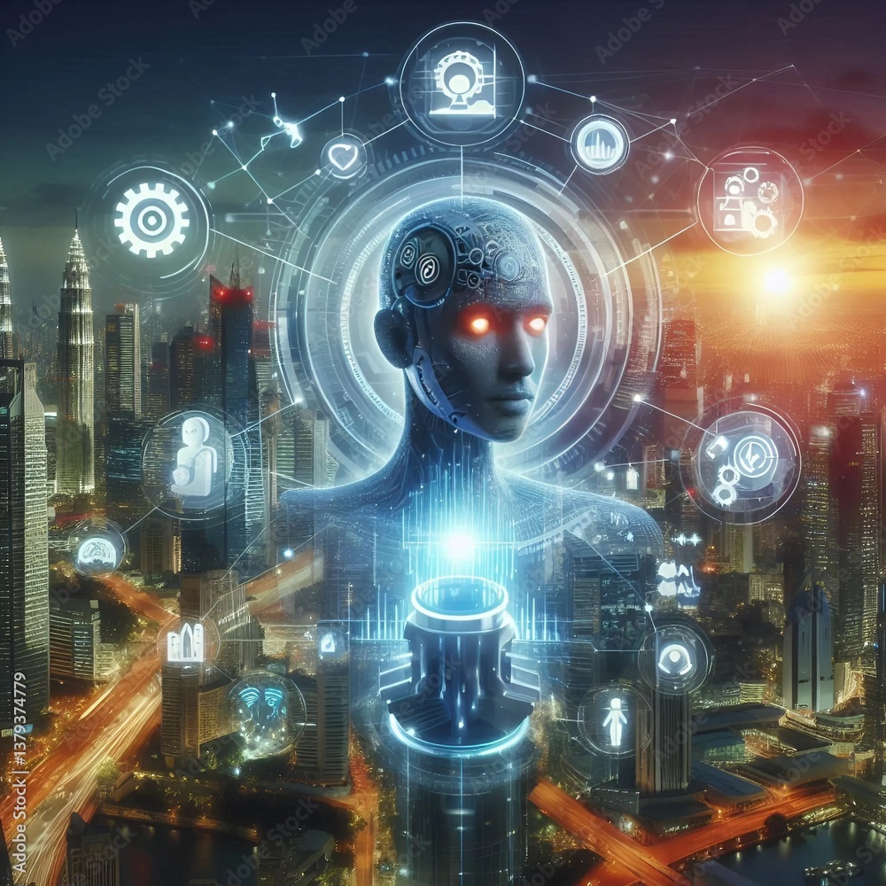 Fototapeta premium Advancing AI and IoT Integration: Revolutionizing Smart Technologies for Future Innovation 