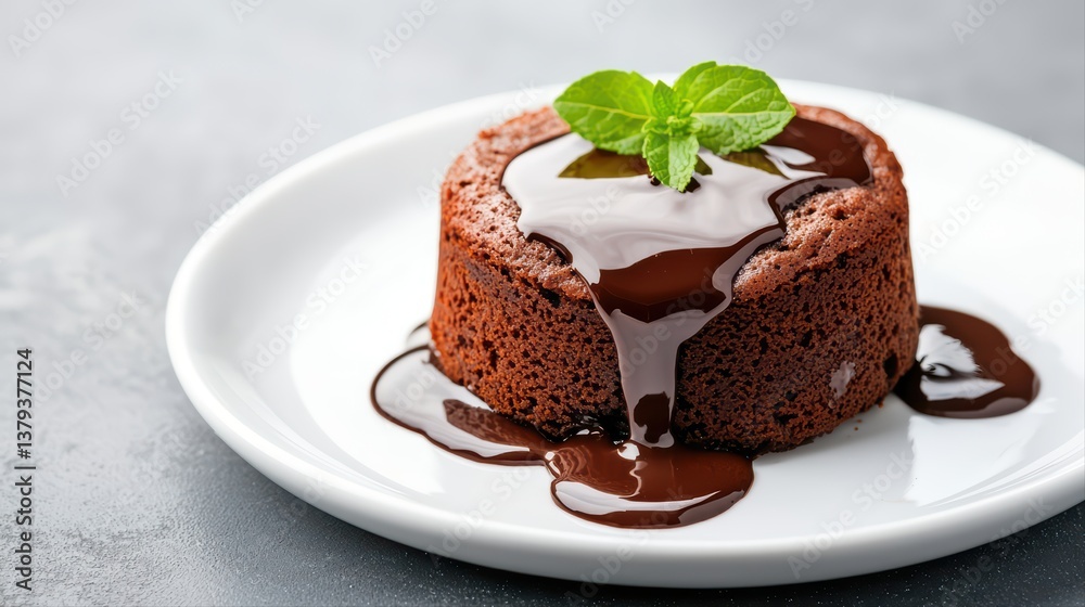 Delicious chocolate cake with liquid ganache topping Delicious chocolate cake with liquid ganache topping