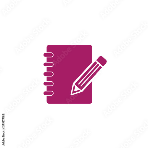 Lecture Notes Icon with Notebook and Pencil – Education Symbol for Study Materials and Academic Planning