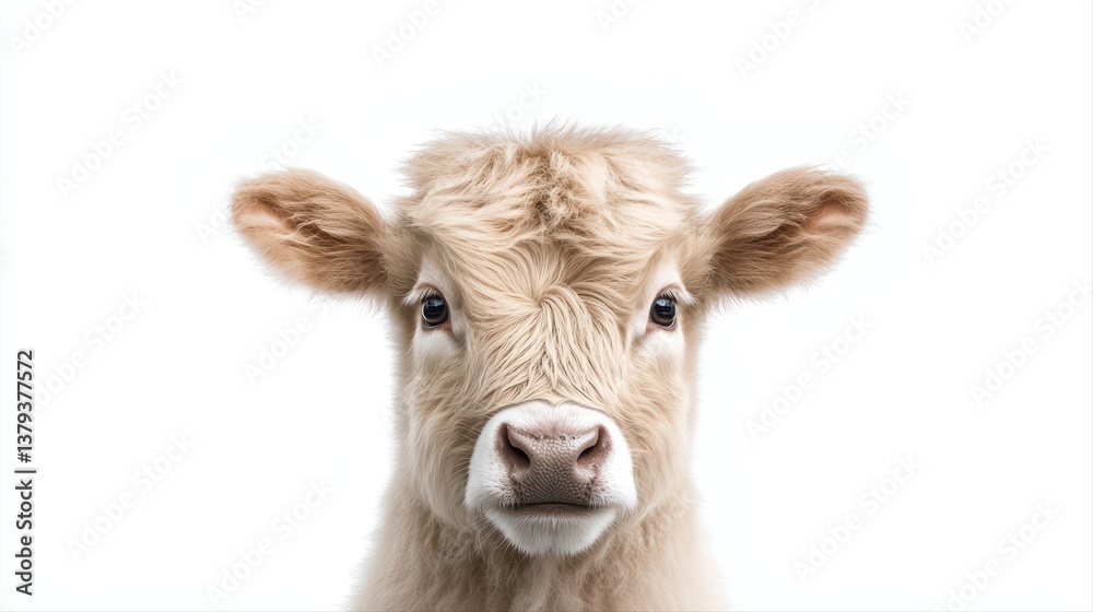 Close-up of light-colored cow against white background Close-up of light-colored cow against white background