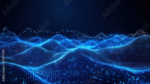 Abstract Blue Digital Waves