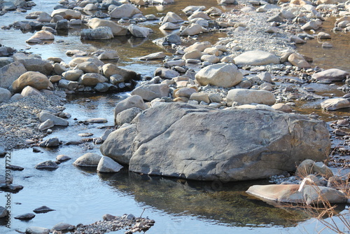 Beautiful rock image on the Daecheongcheon stream along the walking trail