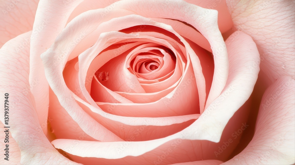 Close-up of soft pink rose petals in blooming beauty Close-up of soft pink rose petals in blooming beauty