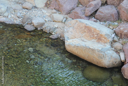 Beautiful rock image on the Daecheongcheon stream along the walking trail