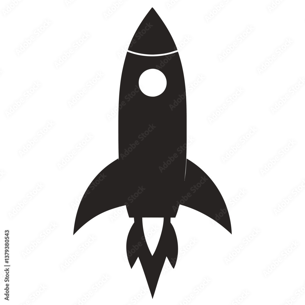Rocket Silhouette on White Background – Spacecraft Launch Vector Illustration Rocket Silhouette on White Background – Spacecraft Launch Vector Illustration
