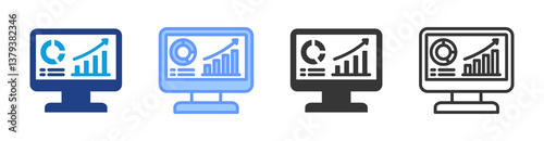 Performance Report icon set multiple style collection