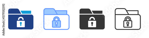 Data Security icon set multiple style collection