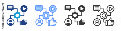 Social Media Manager icon set multiple style collection