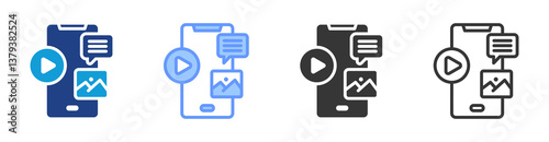 Content icon set multiple style collection