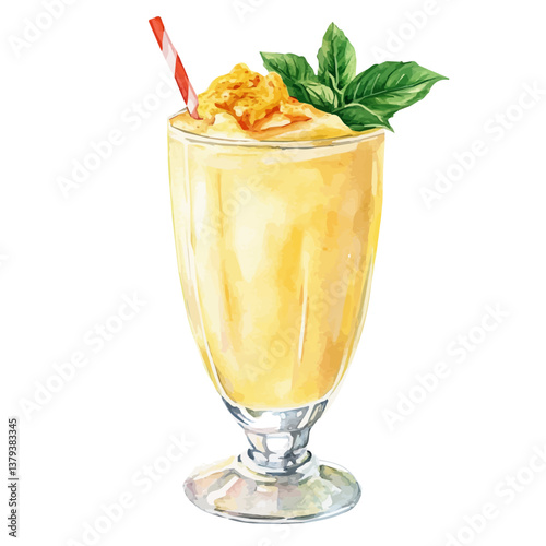 A watercolor vector painting of Lassi (Sweet or Salty), isolated on a white background.

