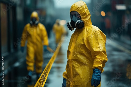 Hazardous Chemical Spill Clean-up Procedures and Safety Measures in Industrial Environments with Caution Signage