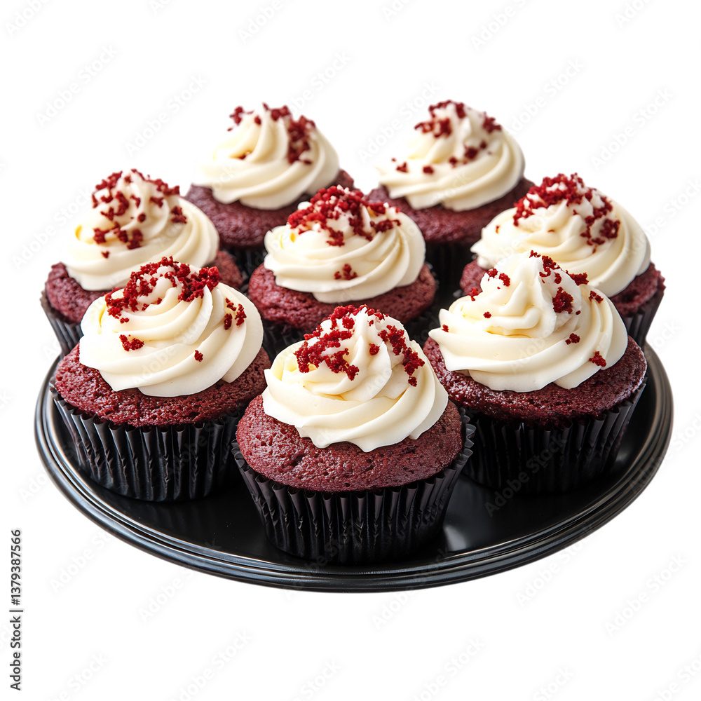 Red Velvet Cupcakes with Cream Cheese Frosting Isolated on Transparent Background Red Velvet Cupcakes with Cream Cheese Frosting Isolated on Transparent Background