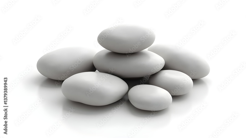 3D stack of smooth black pebbles in a balanced zen arrangement, ideal for wellness, meditation, and nature themes 3D stack of smooth black pebbles in a balanced zen arrangement, ideal for wellness, meditation, and nature themes