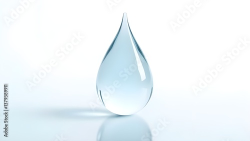 3D single water droplet with high-detail transparency, perfect for nature, hydration, and science concepts.